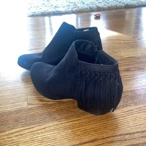 black fringe ankle boots
